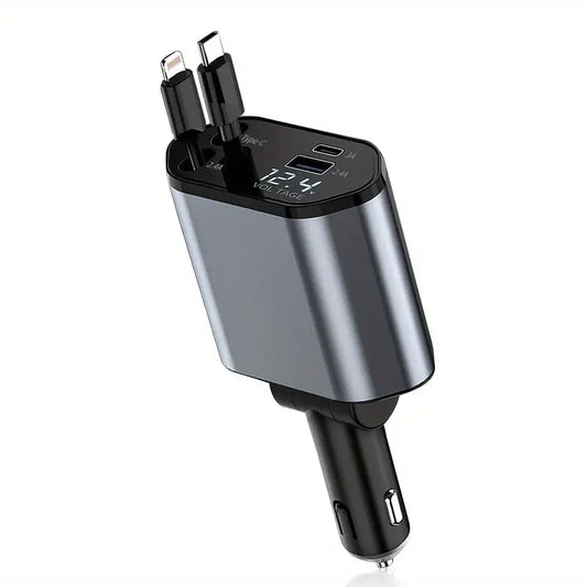4-in-1 Fast Car Charger with Extendable 31.5
